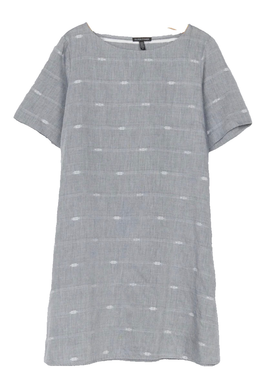 EILEEN FISHER organic Cotton Nomadic Stripe A-Line Boat Neck Dress 2X A008572